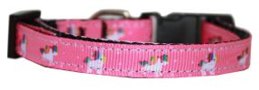Pink Unicorn Nylon Dog Collar