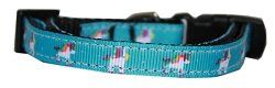 Blue Unicorn Nylon Dog Collar (size: XS)