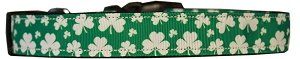 Shamrocks Nylon Dog Collar (size: MD)