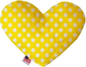 Sunny Yellow Swiss Dots Canvas Heart Dog Toy (size: 6 Inch)