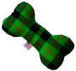 Green Plaid Canvas Bone Dog Toy