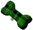 Green Plaid Canvas Bone Dog Toy