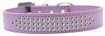 Three Row Clear Crystal Dog Collar (size: Lavender Size 12)