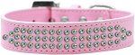 Three Row AB Crystal Dog Collar (size: Light Pink Size 16)