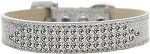 Three Row Clear Crystal Ice Cream Dog Collar (size: Silver Size 12)