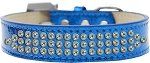 Three Row AB Crystal Ice Cream Dog Collar (size: Blue Size 12)