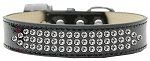 Three Row Clear Crystal Ice Cream Dog Collar (size: Black Size 16)