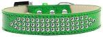 Three Row Clear Crystal Ice Cream Dog Collar (size: Emerald Green Size 16)