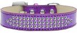 Three Row Clear Crystal Ice Cream Dog Collar (size: Purple Size 16)