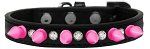 Crystal and Bright Pink Spikes Dog Collar (size: Black Size 16)