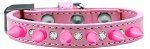 Crystal and Bright Pink Spikes Dog Collar