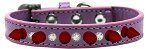 Crystal and Red Spikes Dog Collar