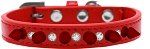 Crystal and Red Spikes Dog Collar (size: Red Size 16)