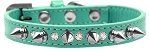 Crystal and Silver Spikes Dog Collar (size: Aqua Size 16)