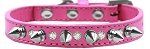Crystal and Silver Spikes Dog Collar (size: Bright Pink Size 16)