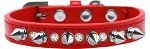 Crystal and Silver Spikes Dog Collar (size: Red Size 16)
