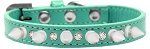 Crystal and White Spikes Dog Collar (size: Aqua Size 16)
