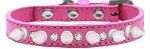 Crystal and White Spikes Dog Collar (size: Bright Pink Size 16)