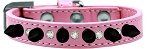 Crystal and Black Spikes Dog Collar (size: Light Pink Size 12)