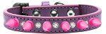 Crystal and Bright Pink Spikes Dog Collar (size: Lavender Size 12)
