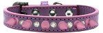 Crystal and Light Pink Spikes Dog Collar (size: Lavender Size 12)