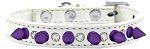 Crystal and Purple Spikes Dog Collar (size: White Size 12)