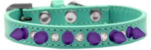 Crystal and Purple Spikes Dog Collar