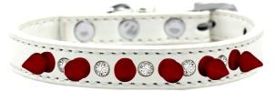 Crystal and Red Spikes Dog Collar