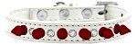 Crystal and Red Spikes Dog Collar (size: White Size 12)