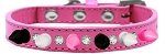 Crystal with Black, White and Bright Pink Spikes Dog Collar (size: Bright Pink Size 12)