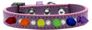 Crystal with Rainbow Spikes Dog Collar