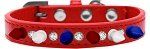 Crystal with Red, White and Blue Spikes Dog Collar