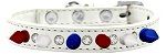 Crystal with Red, White and Blue Spikes Dog Collar (size: White Size 12)