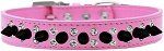 Double Crystal and Black Spikes Dog Collar (size: Bright Pink Size 18)