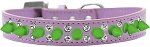 Double Crystal and Neon Green Spikes Dog Collar (size: Lavender Size 18)