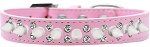 Double Crystal and White Spikes Dog Collar (size: Light Pink Size 18)