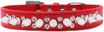 Double Crystal and White Spikes Dog Collar (size: Red Size 18)