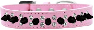 Double Crystal and Black Spikes Dog Collar