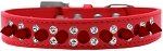 Double Crystal and Red Spikes Dog Collar (size: Red Size 12)