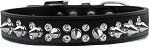 Double Crystal and Silver Spikes Dog Collar (size: Black Size 14)
