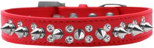 Double Crystal and Silver Spikes Dog Collar