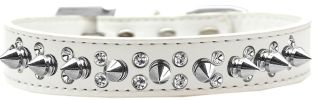 Double Crystal and Silver Spikes Dog Collar