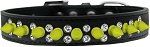 Double Crystal and Neon Yellow Spikes Dog Collar (size: Black Size 12)
