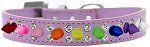 Double Crystal with Rainbow Spikes Dog Collar (size: Lavender Size 14)