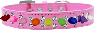 Double Crystal with Rainbow Spikes Dog Collar