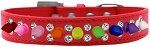 Double Crystal with Rainbow Spikes Dog Collar (size: Red Size 12)