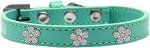 Silver Flower Widget Dog Collar (size: Aqua Size 16)