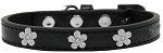 Silver Flower Widget Dog Collar (size: Black Size 16)
