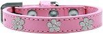 Silver Flower Widget Dog Collar (size: Light Pink Size 16)