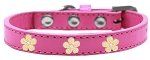 Gold Flower Widget Dog Collar (size: Bright Pink Size 16)
